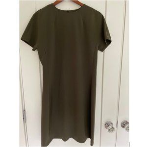 Theory Cap Sleeve Crepe Dress in Olive Military Green Size Large